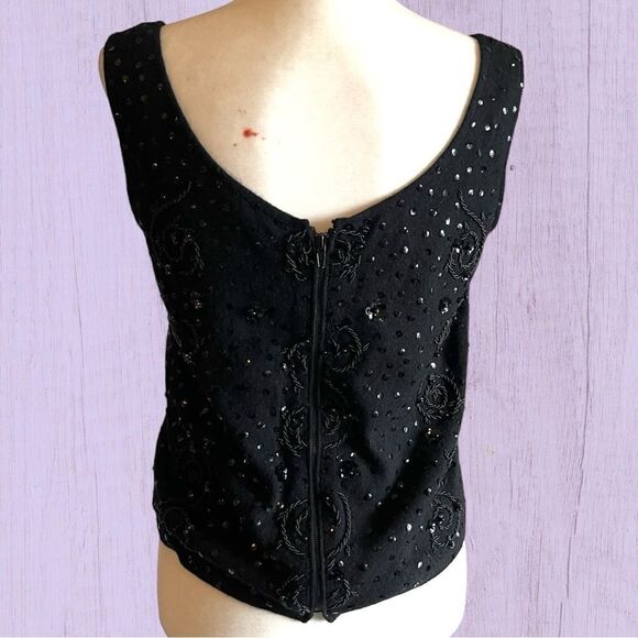 Vintage 60s 70s Miss Sun Valley wool sequined camisole - Picture 3 of 11